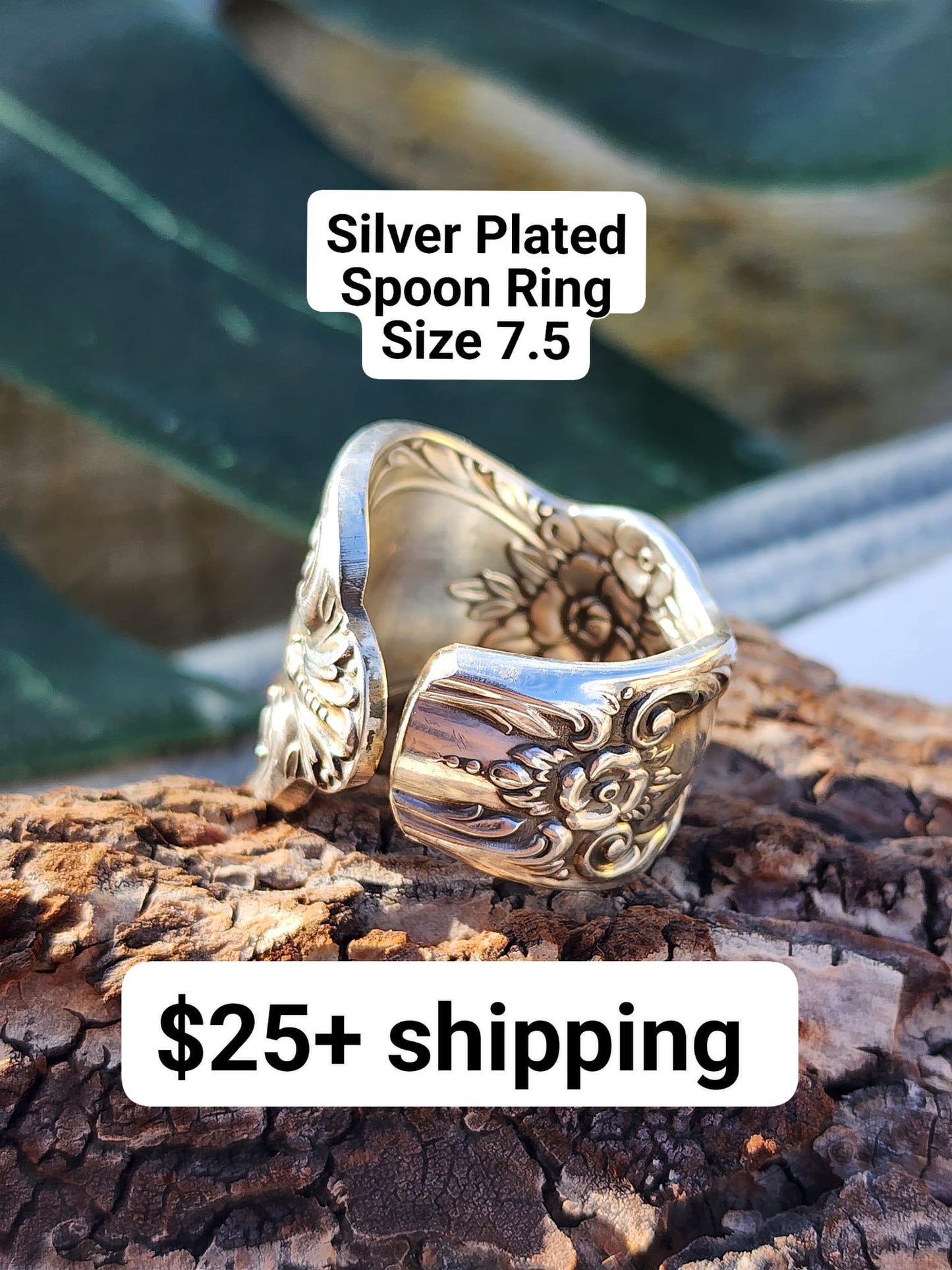 Size 7.5 Silver Plated Spoon Ring