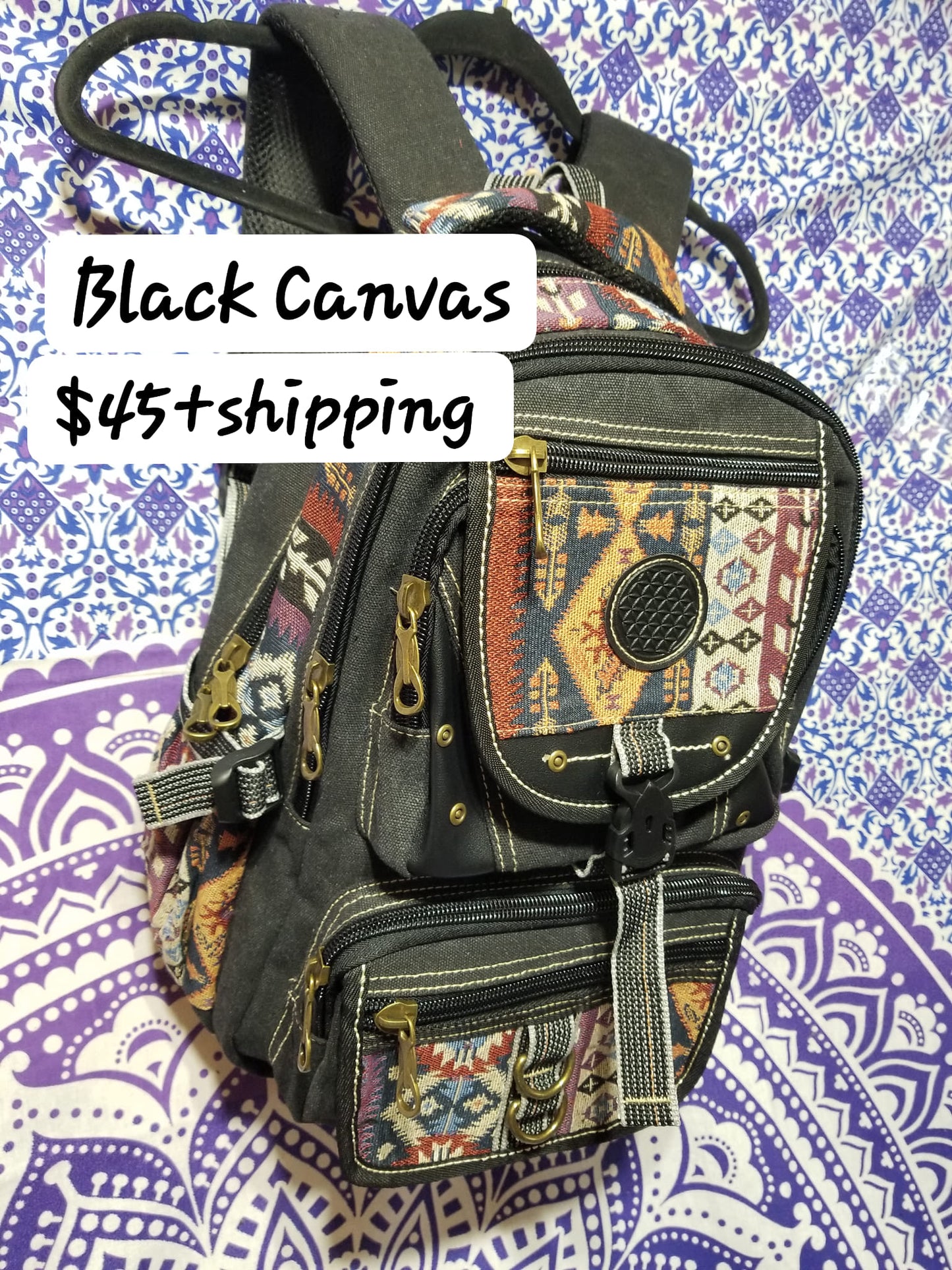 Canvas Jacquard Flower of Life Backpack